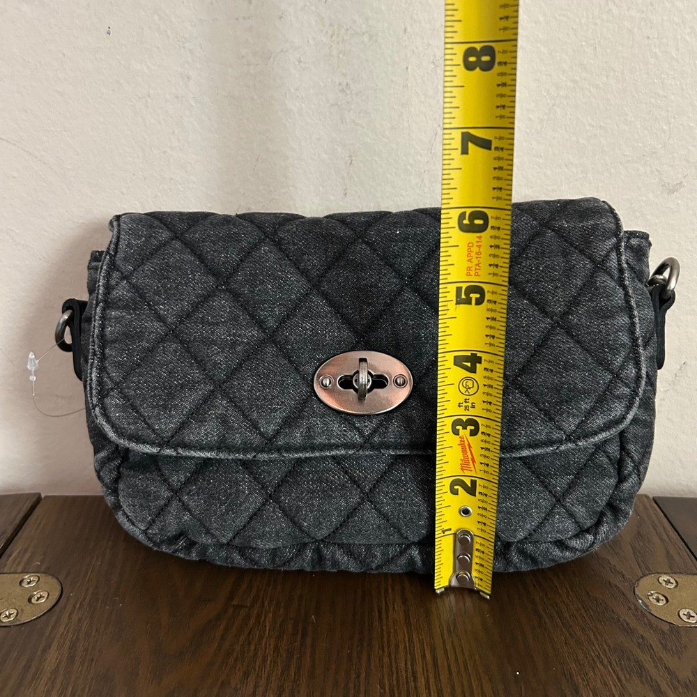 Patricia‎ Nash Bonny Quilted Denim Crossbody Bag Black Stone Wash P1509467 NEW - Picture 8 of 9